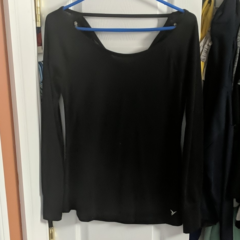 NWOT slouchy back scoop neck burnout LS tee